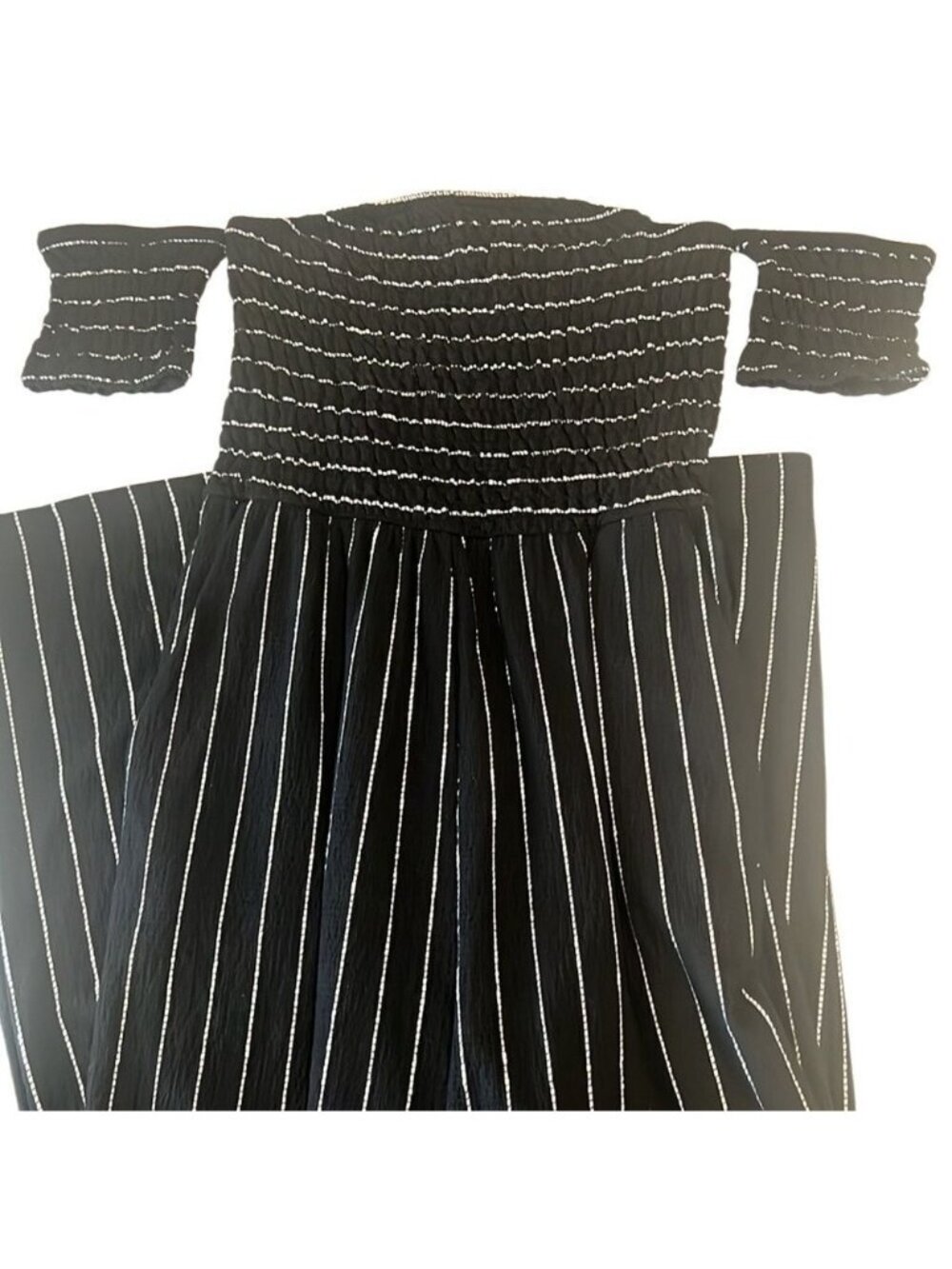 Altar'd State Black and White Off the Shoulder Wide Leg Jumpsuit Size Medium